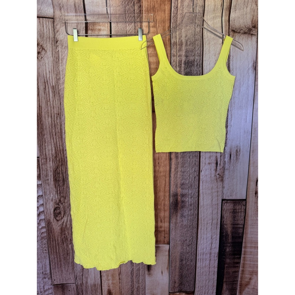 SNDYS Josefina Top Maxi Skirt Matching Set Yellow Revolve Vacation Medium NWT